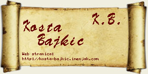 Kosta Bajkić vizit kartica